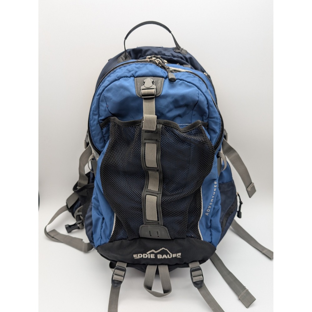 Eddie Bauer Adventurer Backpack Blue Hiking Daypack Multi-Compartment Mesh Bag
